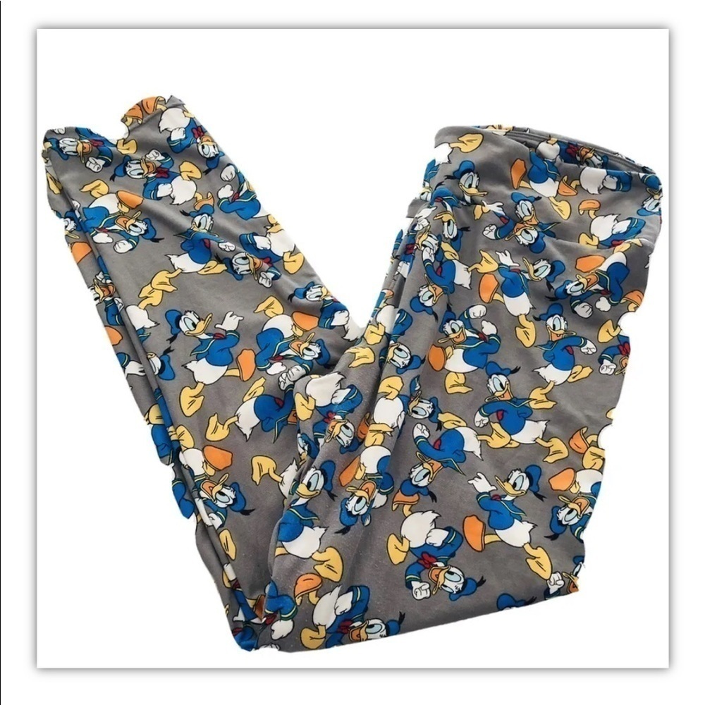 LuLaRoe Disney Leggings Women Tall & Curvy One Size Donald Duck Gray RARE